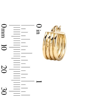 14K Gold Plated Wide Ribbed Huggie Hoops