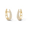 Thumbnail Image 1 of 14K Gold Plated CZ Pavé Open Oval Huggie Hoops