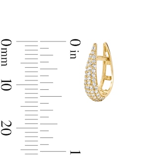 14K Gold Plated CZ Pavé Open Oval Huggie Hoops