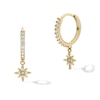 Thumbnail Image 1 of 14K Gold Plated CZ Star Drop Hoop Earrings