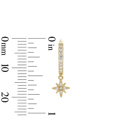 14K Gold Plated CZ Star Drop Huggie Hoops