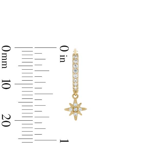 14K Gold Plated CZ Star Drop Huggie Hoops