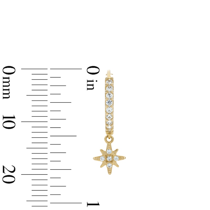 Main Image 2 of 14K Gold Plated CZ Star Drop Hoop Earrings