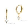 Thumbnail Image 1 of 14K Gold Plated CZ Square Drop Hoop Earrings