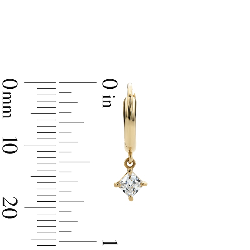 Main Image 2 of 14K Gold Plated CZ Square Drop Hoop Earrings