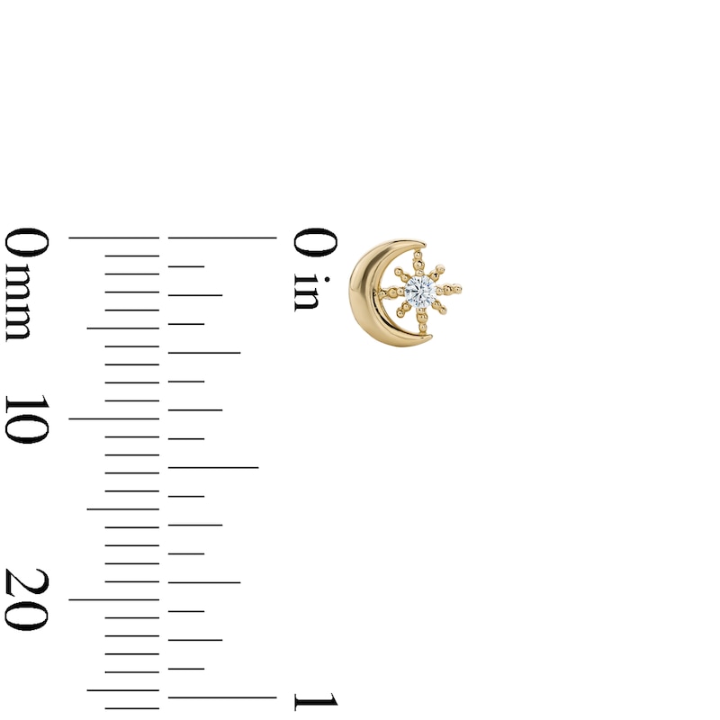 Main Image 2 of 14K Gold Plated Crescent Moon and Star CZ Studs