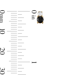 14K Gold Plated Black and White CZ Stacked Studs