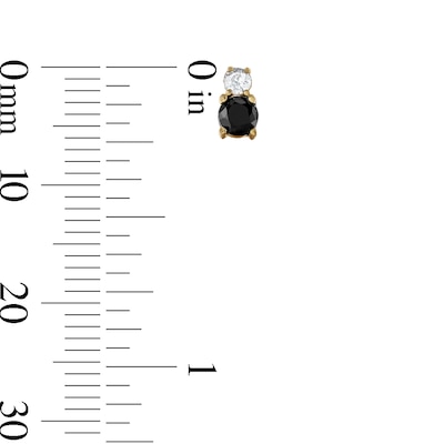 14K Gold Plated Black and White CZ Stacked Studs
