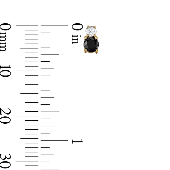 14K Gold Plated Black and White CZ Stacked Studs