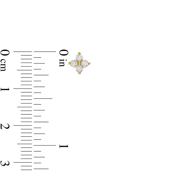 14K Gold Plated CZ Clover Studs
