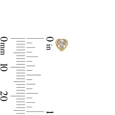 14K Gold Plated CZ Heart Bezel Studs