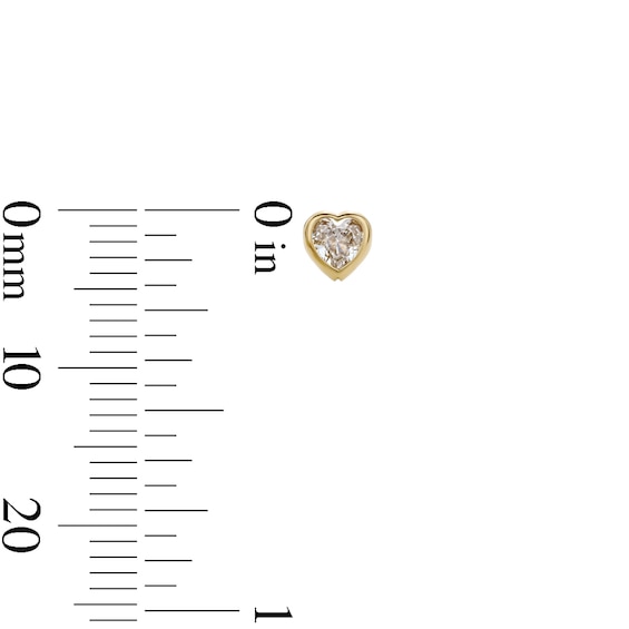 14K Gold Plated CZ Heart Bezel Studs