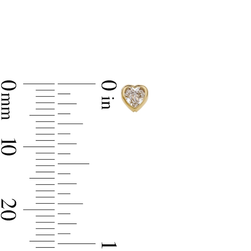 Main Image 2 of 14K Gold Plated CZ Heart Bezel Studs