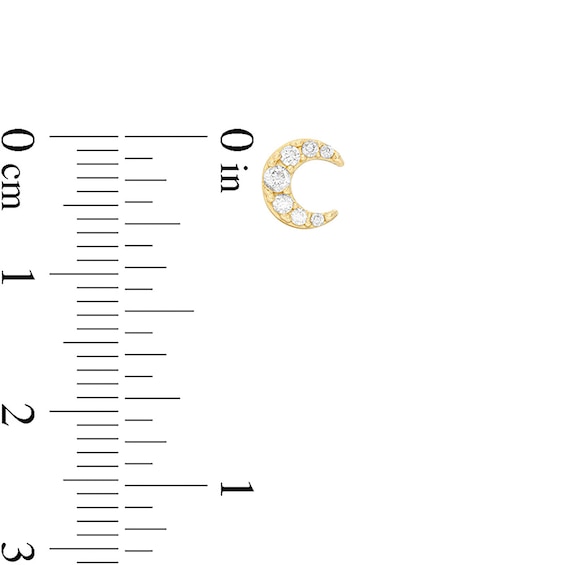 14K Gold Plated CZ Crescent Moon Studs