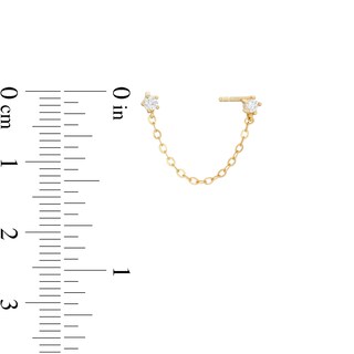14K Gold Plated CZ Stud Chain Single Earring