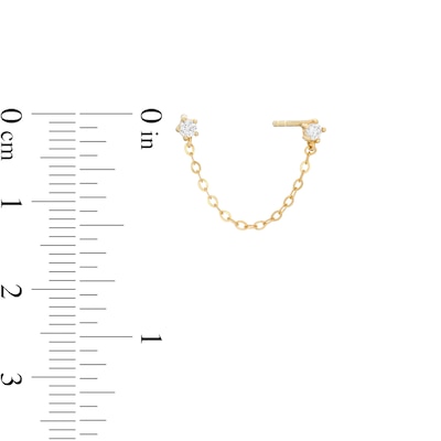 14K Gold Plated CZ Stud Chain Single Earring