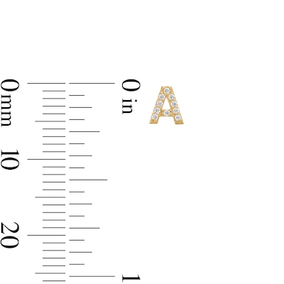 14K Gold Plated CZ "A" Initial Studs