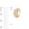 Thumbnail Image 2 of 14K Gold Plated CZ Ribbed Center Huggie Hoops