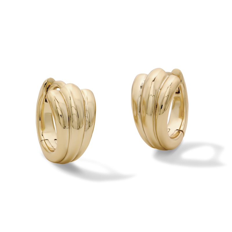 Main Image 1 of 14K Gold Plated Fan Huggie Hoops