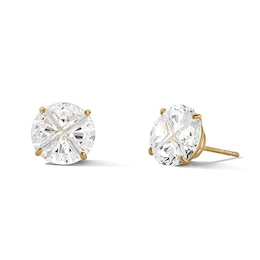 14K Gold Plated 10mm CZ Pie-Groove Solitaire Studs