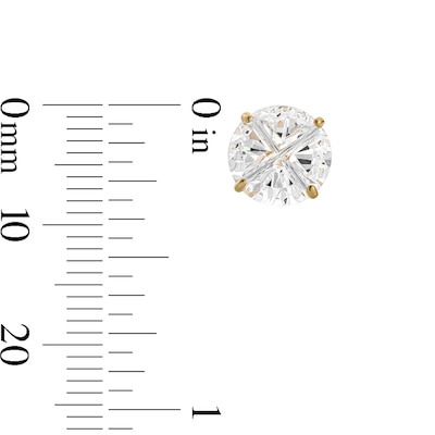 14K Gold Plated 10mm CZ Pie-Groove Solitaire Studs