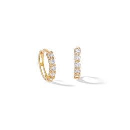 14K Gold Plated CZ Huggie Hoops