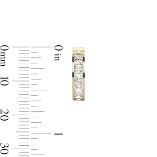 14K Gold Plated CZ Square Channel Huggie Hoops