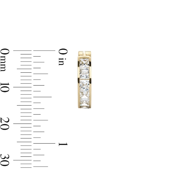 14K Gold Plated CZ Square Channel Huggie Hoops