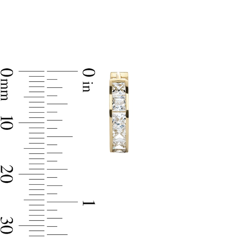 Main Image 2 of 14K Gold Plated CZ Square Channel Huggie Hoops
