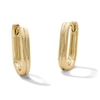 Thumbnail Image 1 of 14K Gold Plated Grooved Oval Huggie Hoops