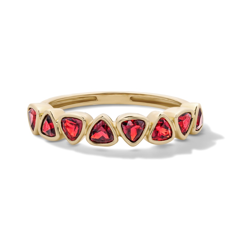 14K Gold Plated Red CZ Trillion Bezel Ring - Size 7