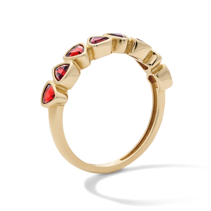 14K Gold Plated Red CZ Trillion Bezel Ring - Size 7
