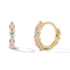 Thumbnail Image 1 of 14K Gold Plated Pink and White CZ Huggie Hoops
