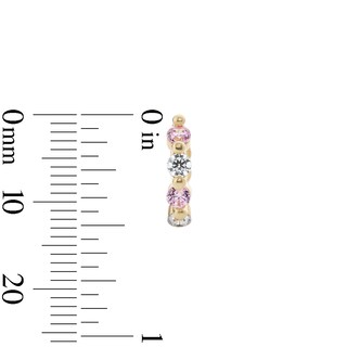14K Gold Plated Pink and White CZ Huggie Hoops
