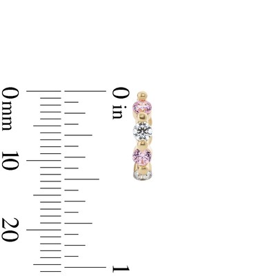 14K Gold Plated Pink and White CZ Huggie Hoops