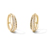 Thumbnail Image 1 of 14K Gold Plated Pavé CZ Knife Edge Huggie Hoops