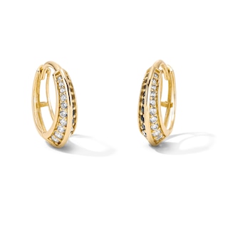 14K Gold Plated Pavé CZ Knife Edge Huggie Hoops