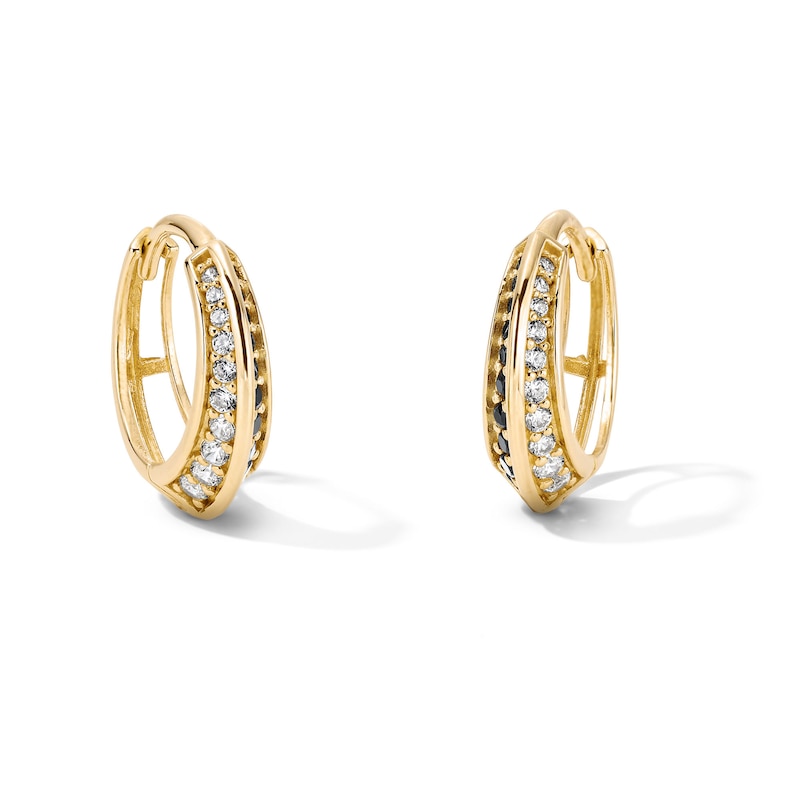 Main Image 1 of 14K Gold Plated Pavé CZ Knife Edge Huggie Hoops