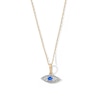 10K Solid Gold 1/8 CT. T.W. Lab-Grown Diamond Evil Eye Pendant - 18"