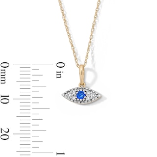 10K Solid Gold 1/8 CT. T.W. Lab-Grown Diamond Evil Eye Pendant - 18"