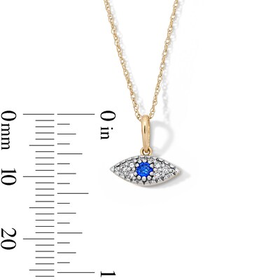 10K Solid Gold 1/8 CT. T.W. Lab-Grown Diamond Evil Eye Pendant - 18"