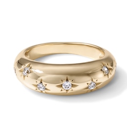 14K Gold Plated CZ Puff Celestial Ring - Size 7