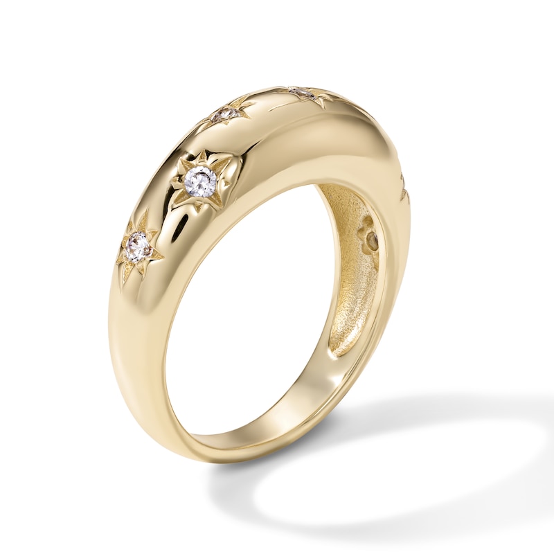 14K Gold Plated CZ Puff Celestial Ring