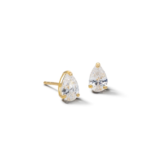 14K Gold Plated CZ Pear Studs