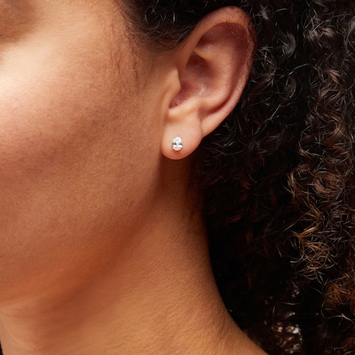 14K Gold Plated CZ Pear Studs