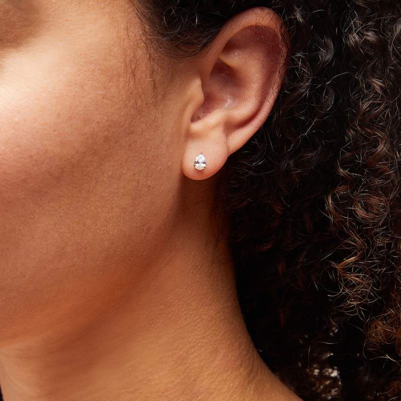 Main Image 2 of 14K Gold Plated CZ Pear Studs