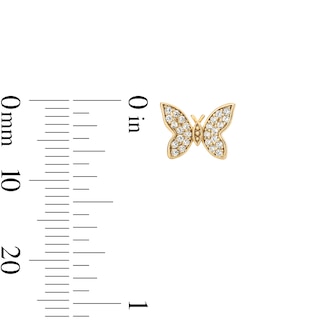 14K Gold Plated CZ Pavé 3D Butterfly Studs