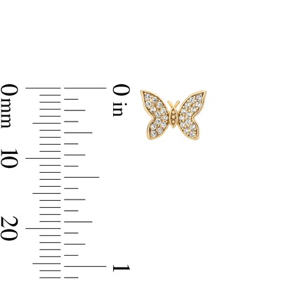 14K Gold Plated CZ Pavé 3D Butterfly Studs