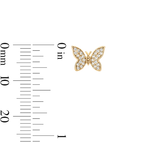 14K Gold Plated CZ Pavé 3D Butterfly Studs