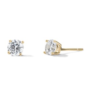 14K Gold Plated 5mm CZ Round Solitaire Studs